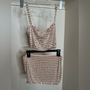 Stylish Beige Two-Piece Set with Silver Accents